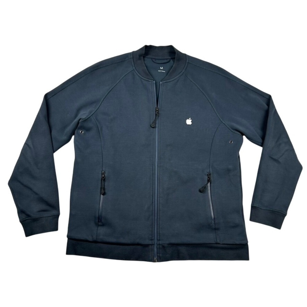 Apple Inc Employee Jacket Mens M Exclusive Zip Bomber Navy Blue Tech Stretchy